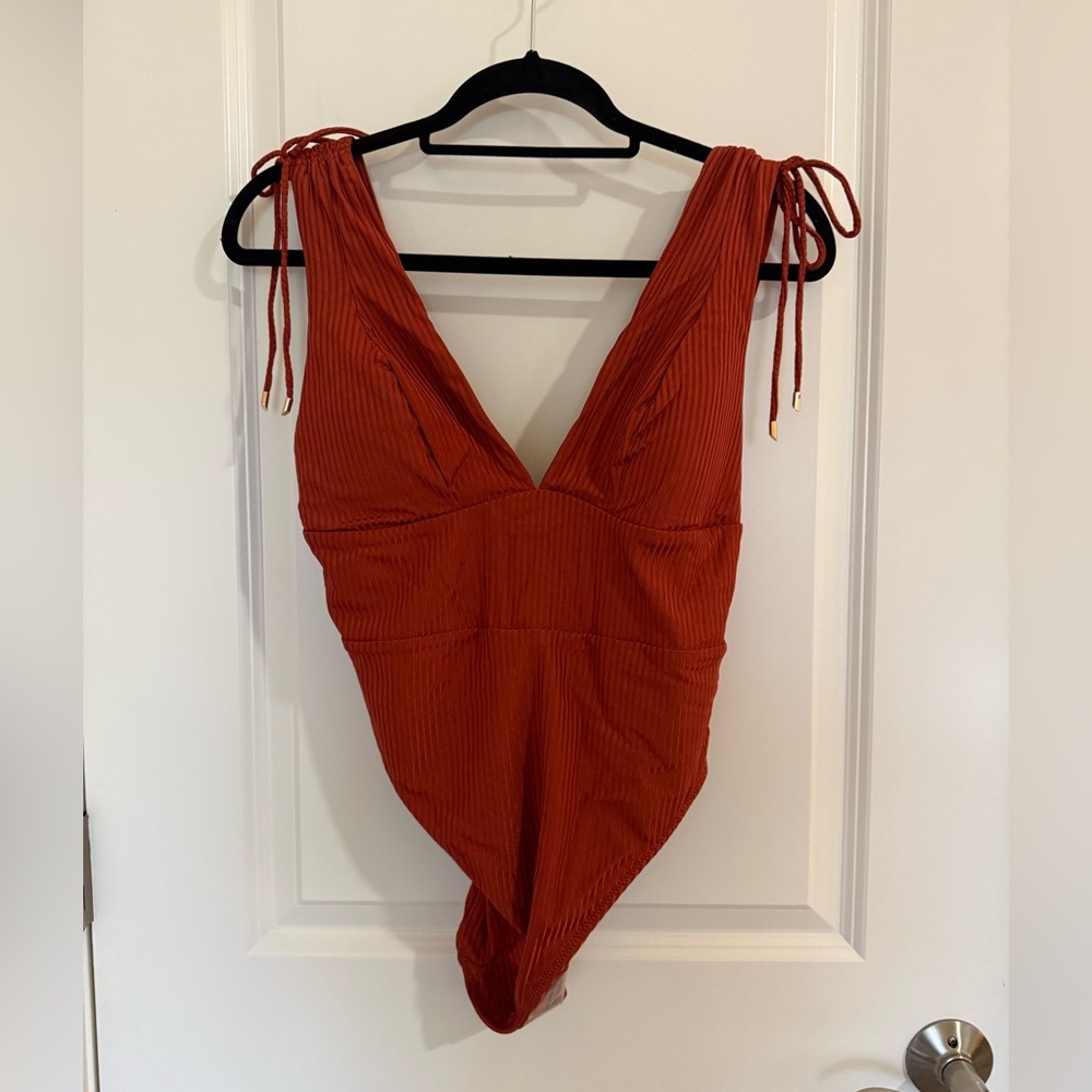 Robin Piccone Terracotta rust one piece swimsuit